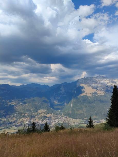 istock Majestic mountain landscape under cloudy sky view. 2184784868