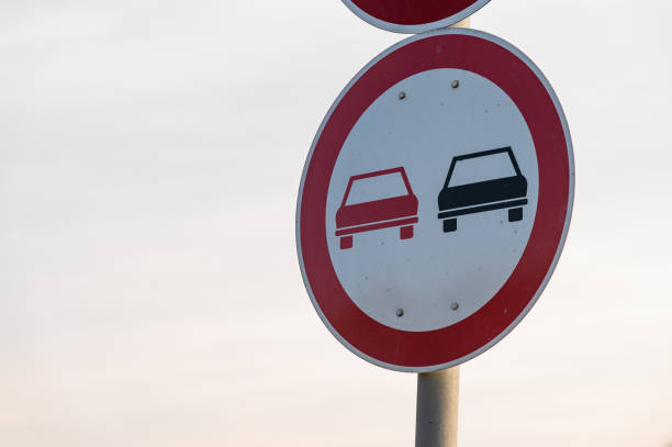 istock No overtaking sign on a rural road 2184785651
