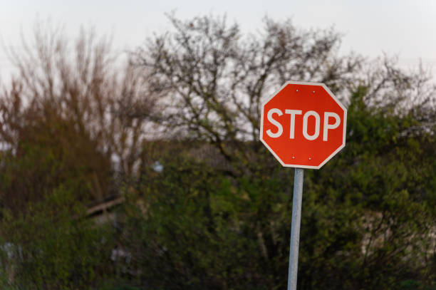 istock Stop sign on a rural roadside with natural background 2184785685