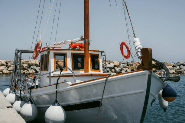 istock White sailboat moored in Naousa, Paros port 2184787195