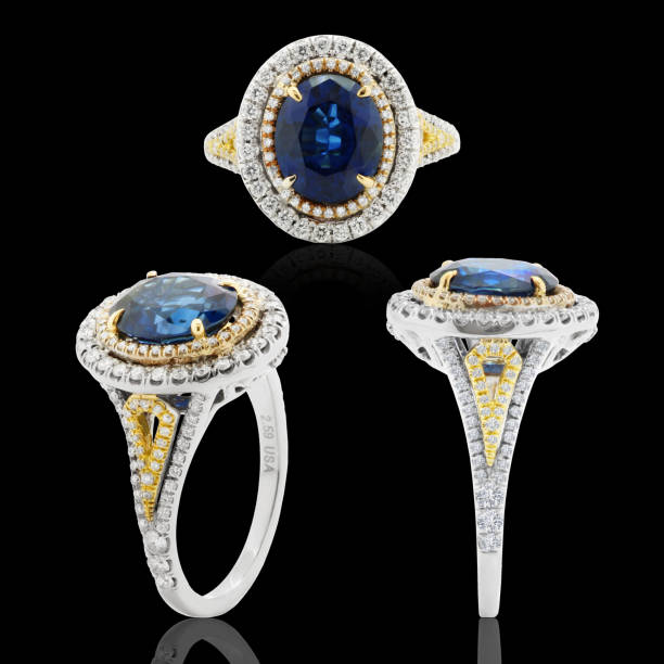 istock Classic Blue Sapphire Diamond White Gold Engagement Ring 2184787935