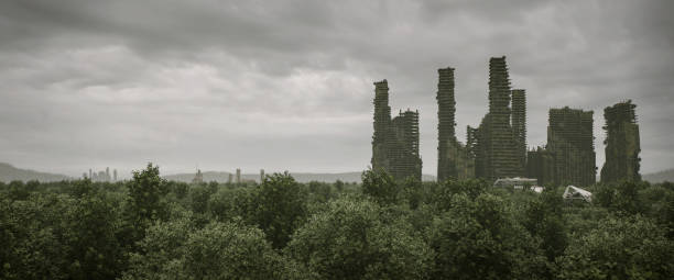 istock Ruined Cityscape Overrun by Lush Greenery 2184788298