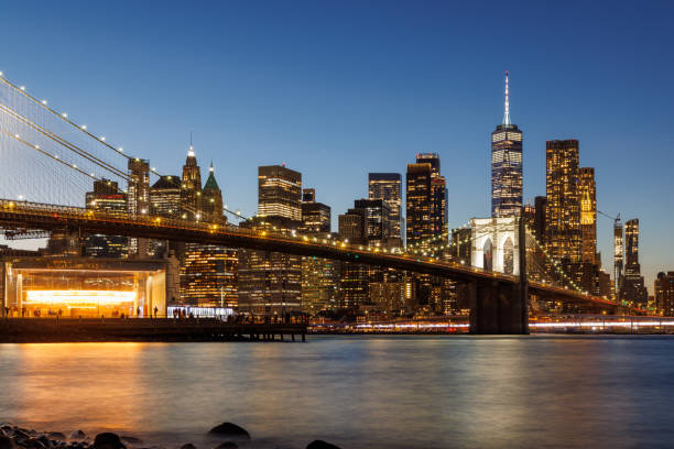 istock A panoramic sunset view of the Brooklyn Bridge stretching towards Manhattan 2184793002