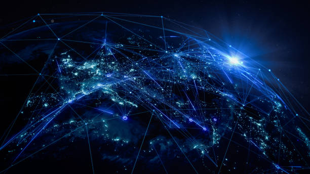 istock Earth with Illuminated Network of Global Connections (World Map from NASA) 2184793124