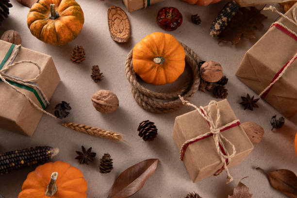 istock Autumn Background with Pumpkins and Gifts 2184800740