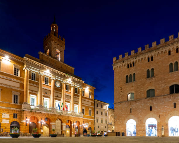 istock Piazza della Repubblica in Foligno at Night 2184811790