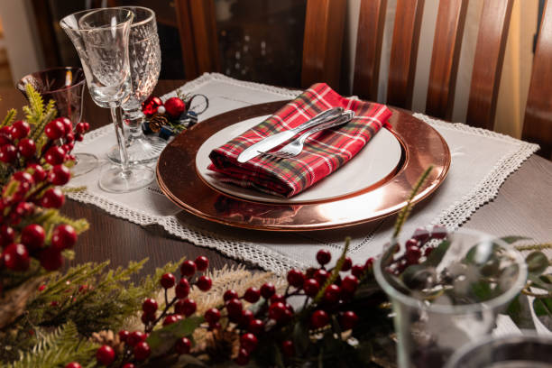 istock Elegant Holiday Table Setting With Festive Red Accents 2184818152