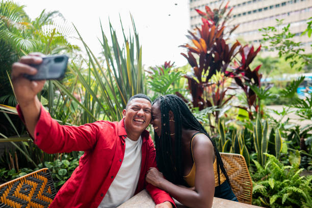 istock Couple taking selfie in a restaurant 2184827970