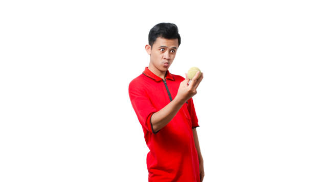istock Asian man holding baseball with surprised expression isolated on white background 2184830131