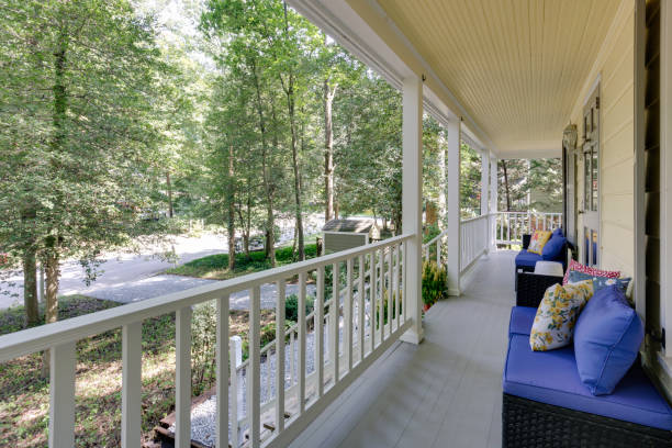 istock Porch With Comfortable Seating And Nature View Outside. 2184831334