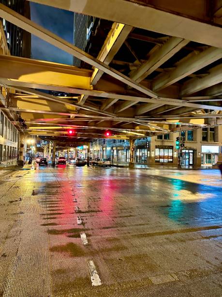 istock Chicago streets under the subway on a rainy day 2184841863