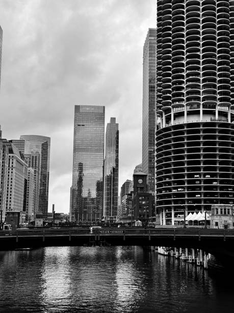 istock Chicago skyline in black and white 2184843024