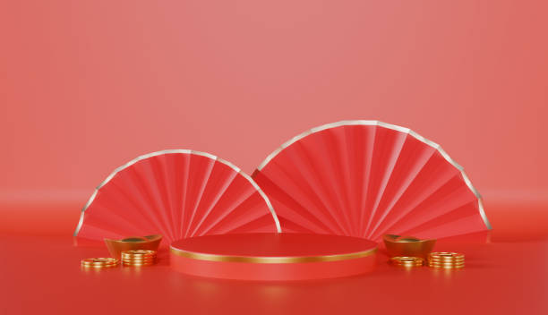 chinese new year display scene presentation for product on color background