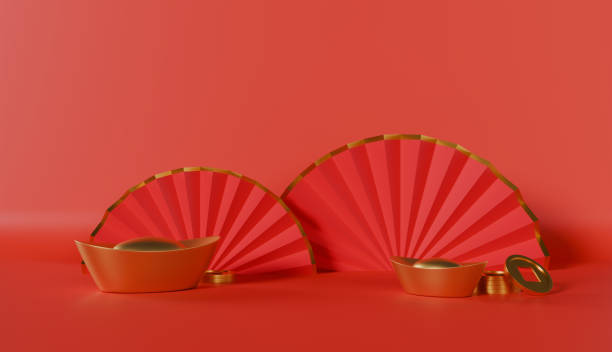 istock chinese new year display scene presentation for product on color background 2184846461