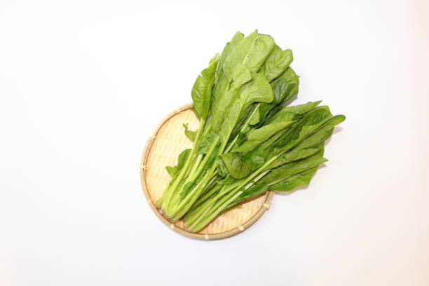 Spinach is a healthy vegetable rich in iron.