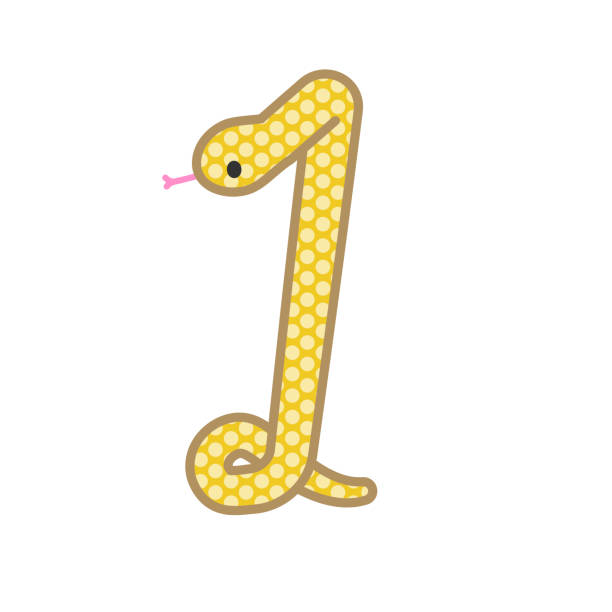 istock A comical and cute golden snake that becomes the number 1 2184862535