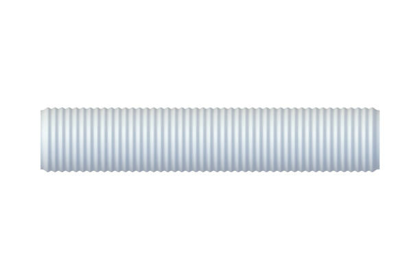One corrugated hose isolated on white background. Hdpe pipe. Plastic tube. Top view. 3d render