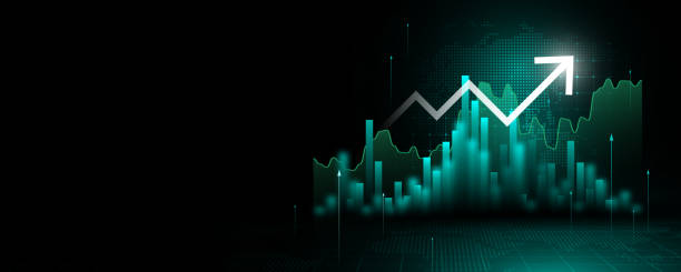 Technology background picture, graph, financial data analysis, stock trading