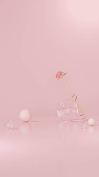 istock Background featuring an empty product display mockup with a pink backdrop and abstract geometric platforms designed for showcasing merchandise in portrait orientation. 2184873435