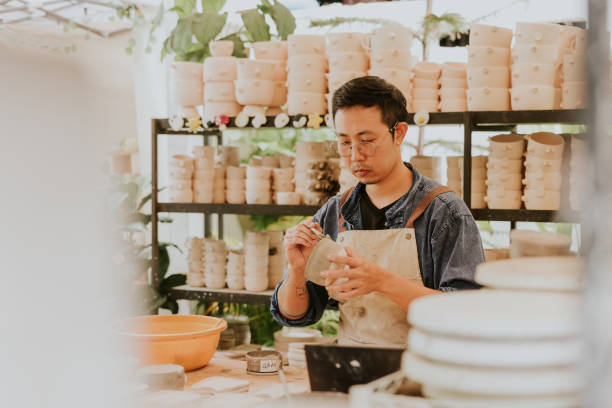 Small business with crafts product routine.