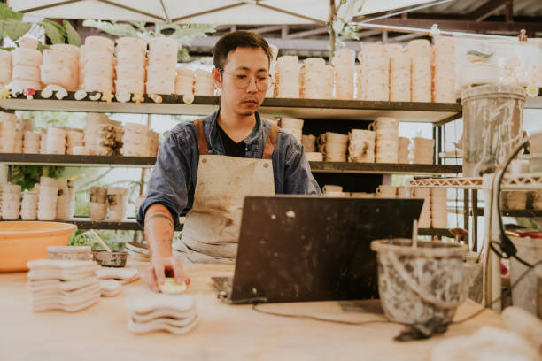 istock Small business craft, Craftsman is working online service. 2184883463