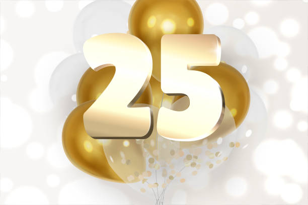 istock Anniversary number date celebration background with realistic golden and transparent balloons 2184886507