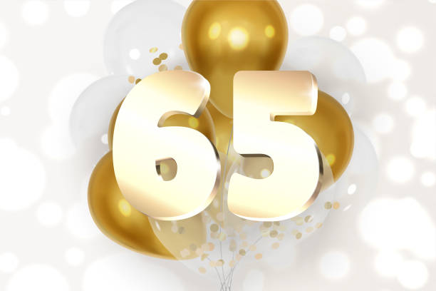 istock Anniversary number date celebration background with realistic golden and transparent balloons 2184886602