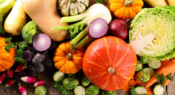 istock assorted of pumpkin, gourds and autumn vegetables 2184888207