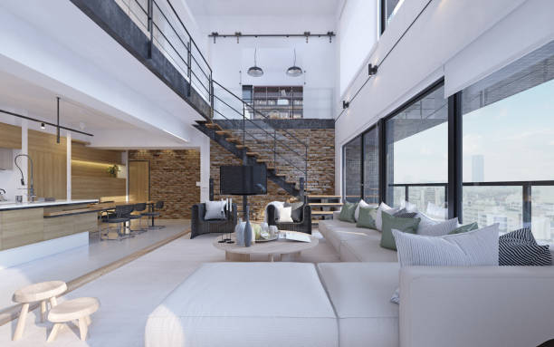 istock Bright, spacious loft-style living room 2184889792
