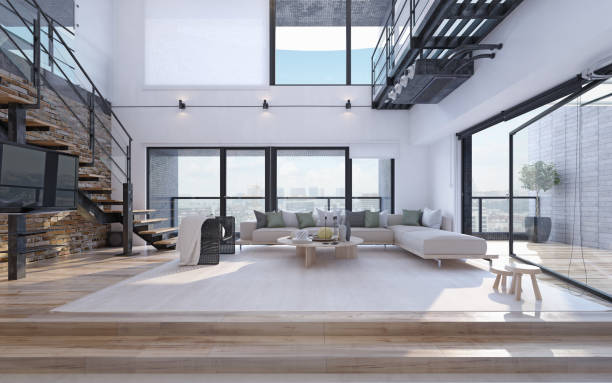 istock Bright, spacious loft-style living room 2184889806