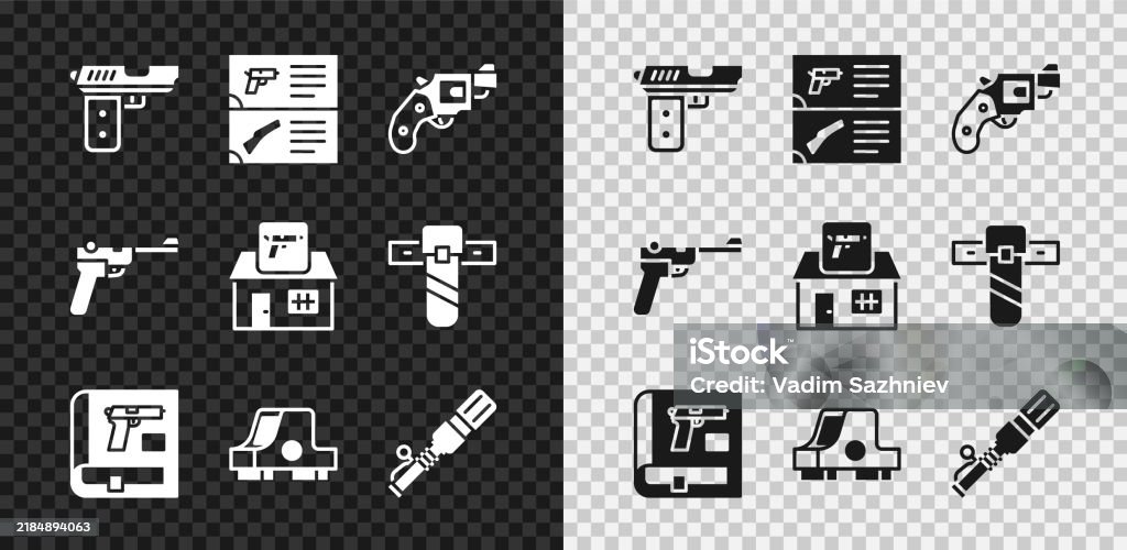 Set Pistol Or Gun Weapon Catalog Small Revolver Book With Pistol