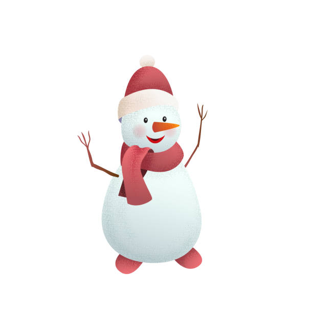 istock Charming 3D vector illustration of cheerful snowman wearing red scarf and Santa hat, with twig arms and bright orange carrot nose. Perfect for winter holidays, Christmas, and festive designs 2184896881