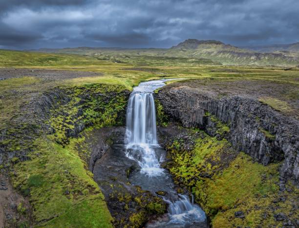 istock Waterfall in Icelandic Landscape 2184897354