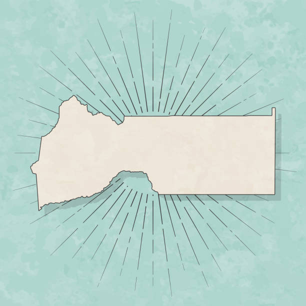 Map of Sierra County - California, in a trendy vintage style. Beautiful retro illustration with old textured paper and light rays in the background (colors used: blue, green, beige and black for the outline). Vector Illustration (EPS file, well layered and grouped). Easy to edit, manipulate, resize or colorize. Vector and Jpeg file of different sizes.