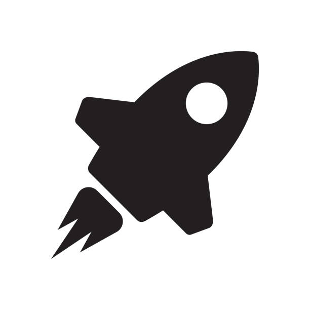 bildbanksillustrationer, clip art samt tecknat material och ikoner med rocket icon. flying rocket icon. - rymdskepp