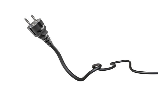 istock Black electric plug and cable on transparent background 2184910848