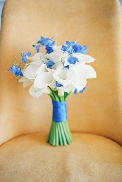 Elegant White Calla Lily Wedding Bouquet with Satin Ribbon in Boston, Massachusetts, United States