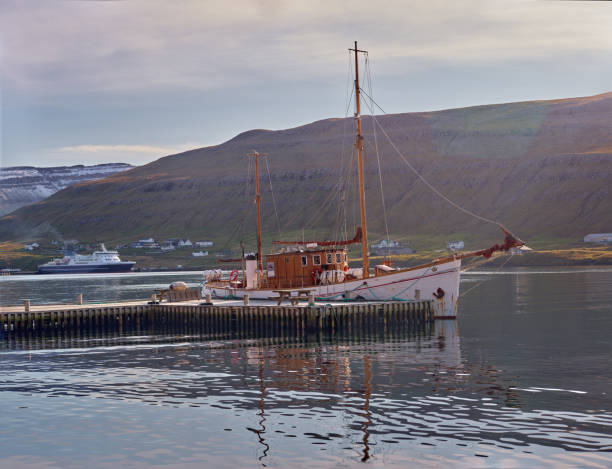 istock Ship in a harbor at Faroe Islands. 2184917199