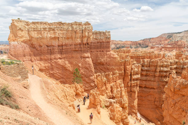 Utah, USA - 3 June 2024; Hikers on a Trail in Bryce Canyon National Park