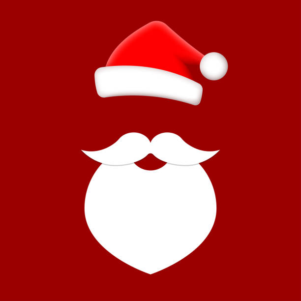 istock Santa hat, beard with mustache. Santa Claus icon. Christmas concept, Xmas card design element. Vector illustration. 2184922312