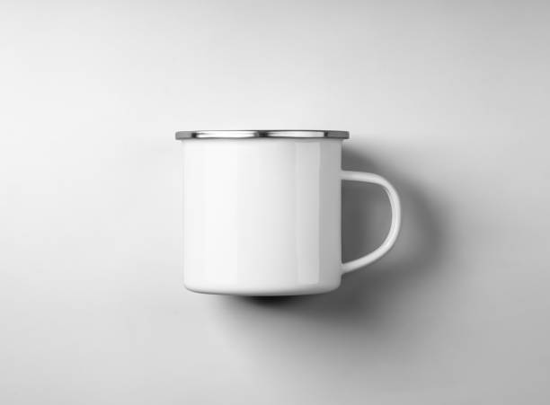 istock White ennamel mug mockup for hot drink, tourism, isolated on background. 2184924927