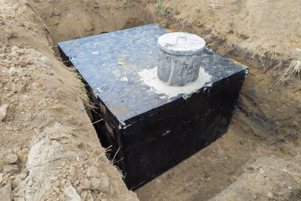 istock Domestic wastewater tank installation in construction site 2184925267