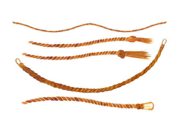 istock Jute rope set, tied in a ribbon, in a ball, wrapped, stretched for drying herbs isolated on white. Hand painted in watercolor. Natural high quality string for eco design, packages, labels in herbalism 2184926826