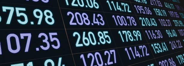 istock Financial figures, production data and numbers on a digital screen. S 2184930325