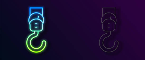 istock Glowing neon line Spring scale icon isolated on black background. Balance for weighing. Determination of weight. Vector 2184934594