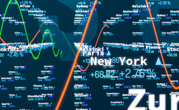 istock Close-up stock market data, chart in a three dimensional space. 2184935970