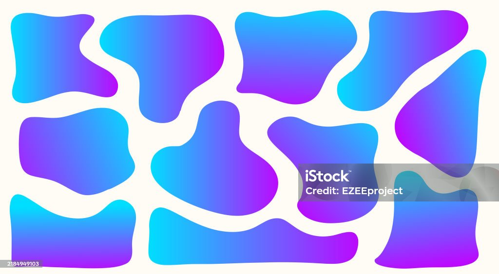 Amorphous Gradient Organic Fluid Shapes Abstract Gradient Blobs Amorphous Graphical Forms ...