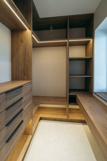 istock Empty wooden dressing room in house 2184949440