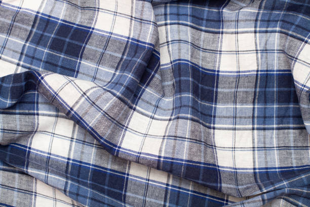 istock A blue and white checkered fabric in a close up view 2184953562