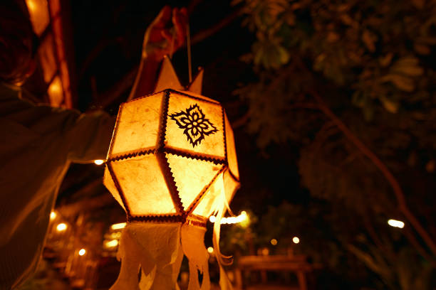 istock Thai style lanterns made with paper for decoration. 2184954065
